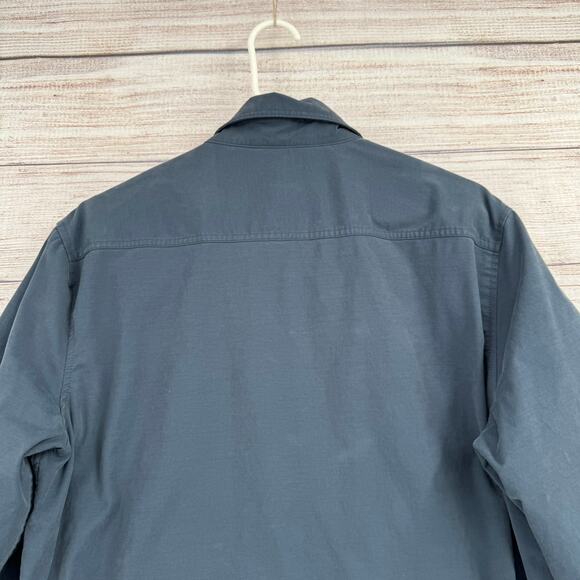 Eddie Bauer Flannel Lined Snap Down Jacket Mens Medium Navy Blue - Picture 5 of 16